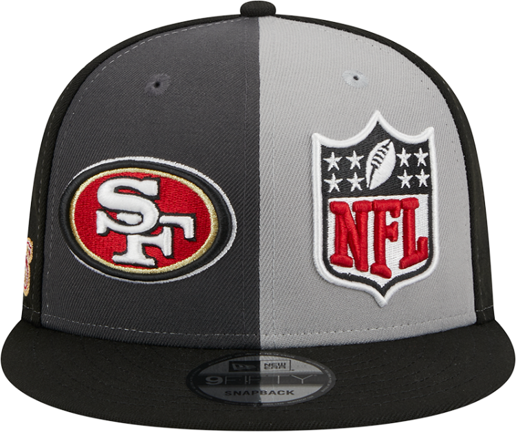 Men's San Francisco 49ers New Era Black/Gray 2023 Sideline 9FIFTY Snapback Hat back view