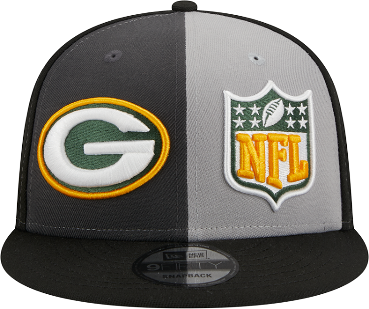 Men's Green Bay Packers New Era Black/Gray 2023 Sideline 9FIFTY Snapback Hat side view