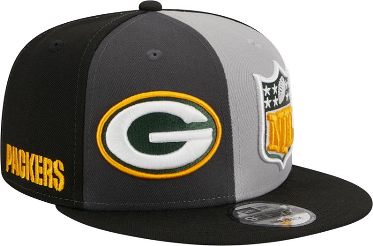 Men's Green Bay Packers New Era Black/Gray 2023 Sideline 9FIFTY Snapback Hat back view