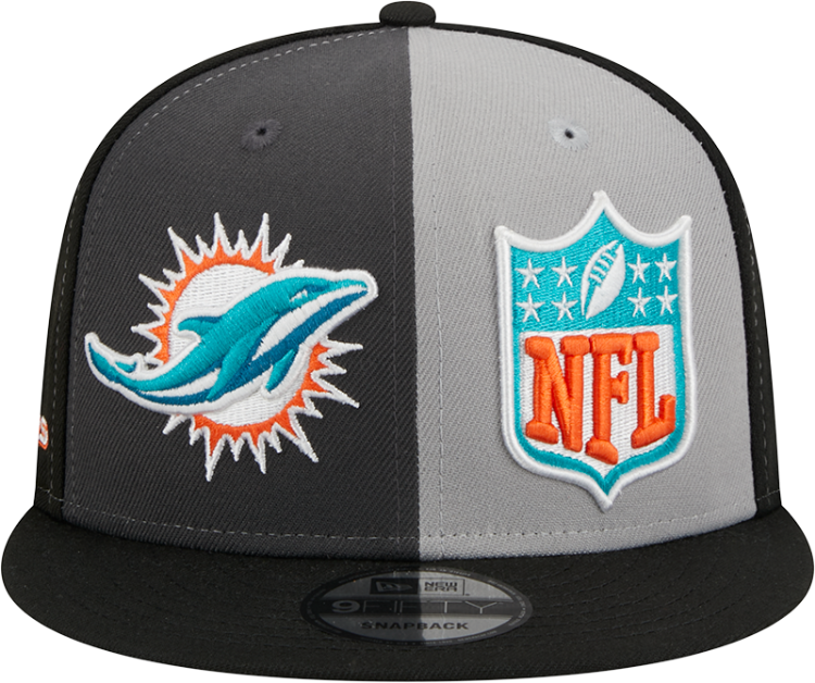 Men's Miami Dolphins New Era Black/Gray 2023 Sideline 9FIFTY Snapback Hat back view