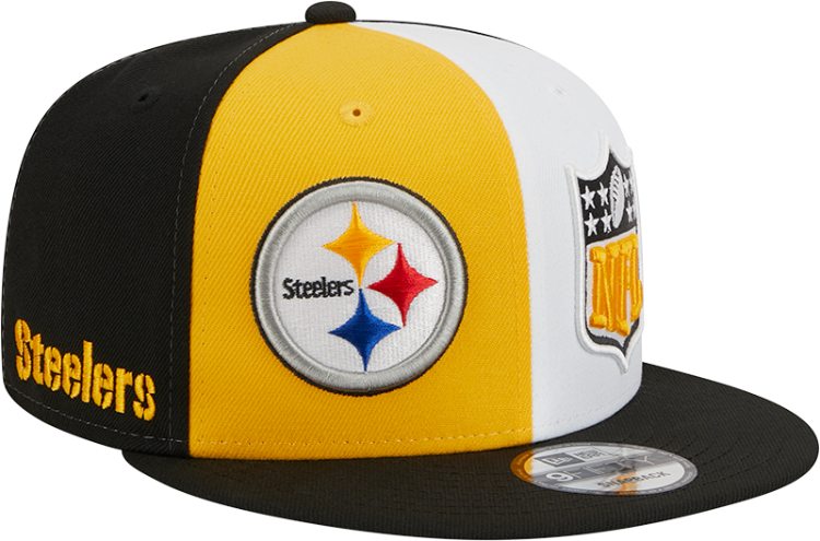 Youth Pittsburgh Steelers New Era 2023 Sideline 9FIFTY Snapback Hat side view