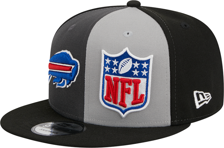 Men's Buffalo Bills New Era Black/Gray 2023 Sideline 9FIFTY Snapback Hat front view