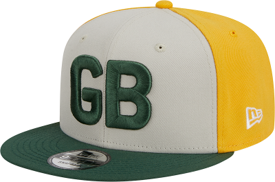 Men's Green Bay Packers New Era Cream/Green 2023 Sideline Historic 9FIFTY Snapback Hat front view