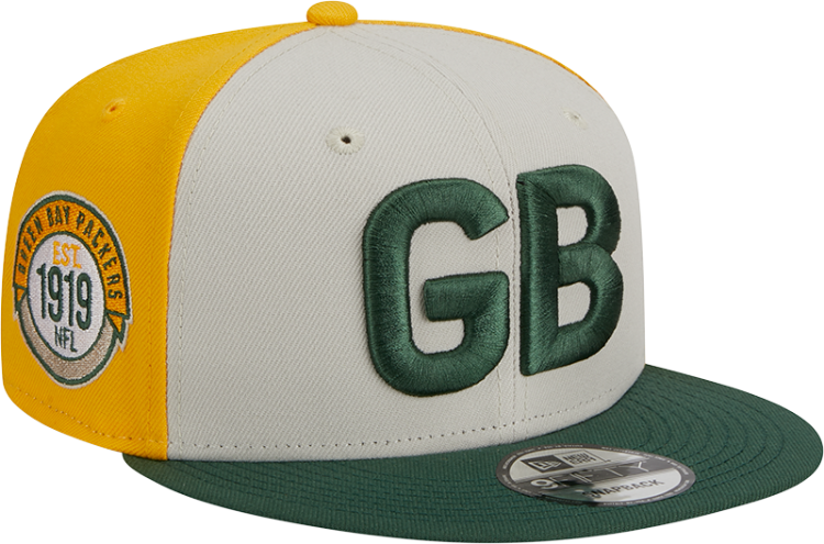 Men's Green Bay Packers New Era Cream/Green 2023 Sideline Historic 9FIFTY Snapback Hat side view