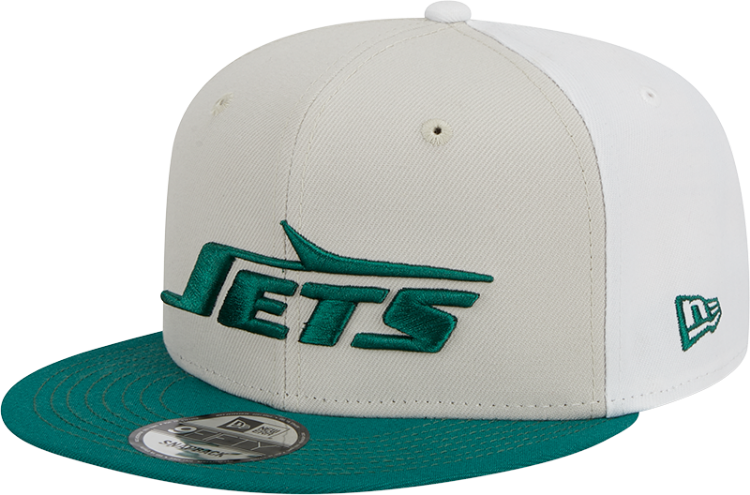 Men's New York Jets New Era Cream/Kelly Green 2023 Sideline Historic 9FIFTY Snapback Hat front view