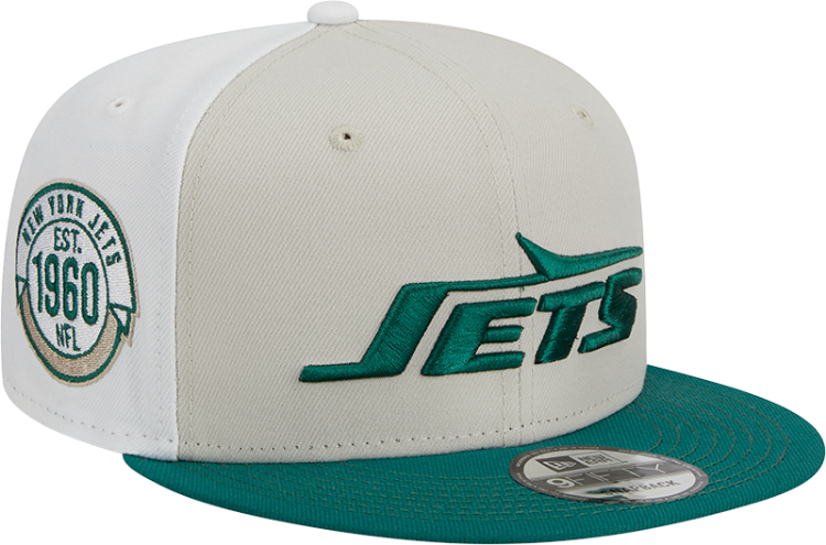 Men's New York Jets New Era Cream/Kelly Green 2023 Sideline Historic 9FIFTY Snapback Hat side view