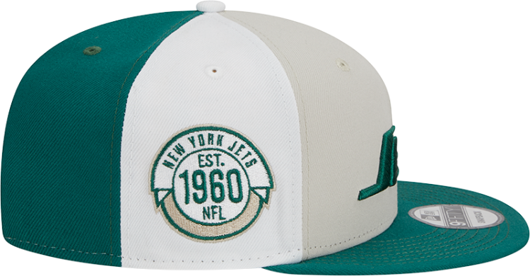 Men's New York Jets New Era Cream/Kelly Green 2023 Sideline Historic 9FIFTY Snapback Hat