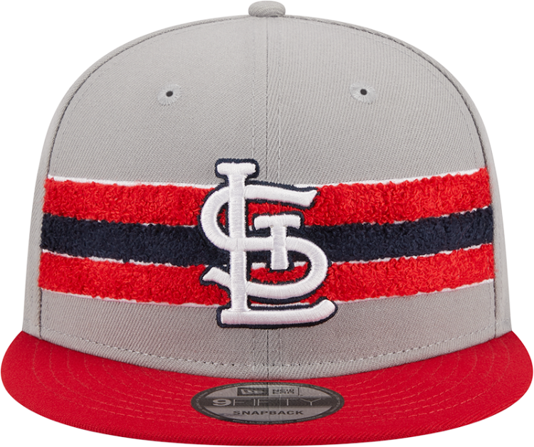 Men's St. Louis Cardinals STL New Era Gray/Red Band 9FIFTY Snapback Hat front view