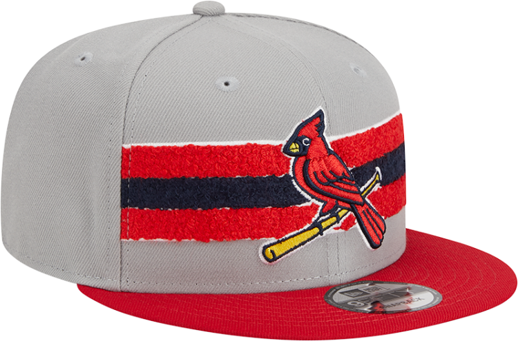 Men's St. Louis Cardinals Bird New Era Gray/Red Band 9FIFTY Snapback Hat front view