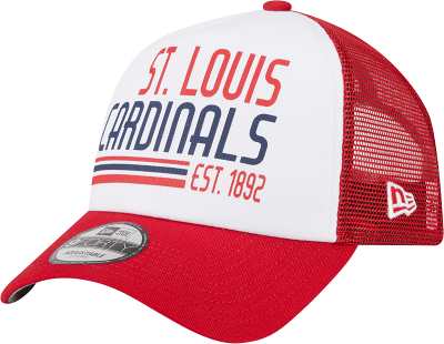 St. Louis Cardinals New Era Team Stacked Trucker 9FORTY Snapback Hat - White/Red front view