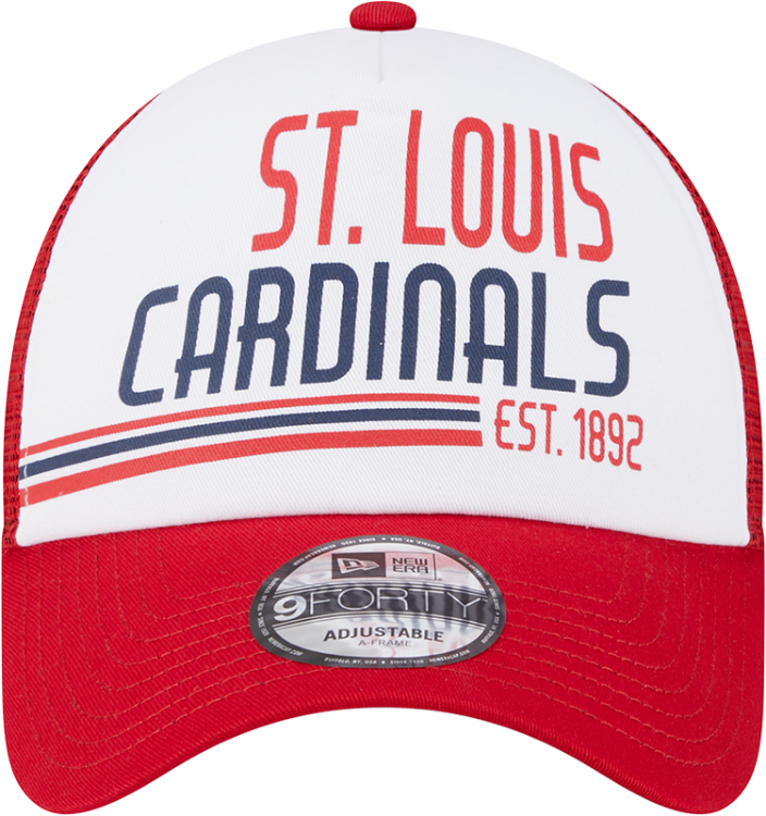 St. Louis Cardinals New Era Team Stacked Trucker 9FORTY Snapback Hat - White/Red back view
