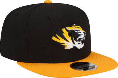 Men's New Era Black/Gold Missouri Tigers Basic 9FIFTY Snapback Hat front view