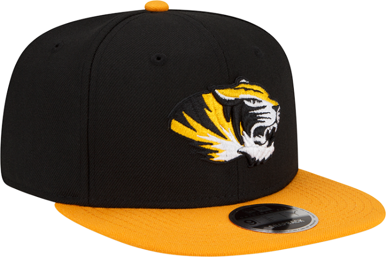 Men's New Era Black/Gold Missouri Tigers Basic 9FIFTY Snapback Hat front view