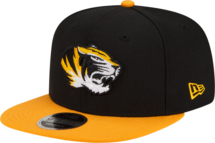 Men's New Era Black/Gold Missouri Tigers Basic 9FIFTY Snapback Hat side view
