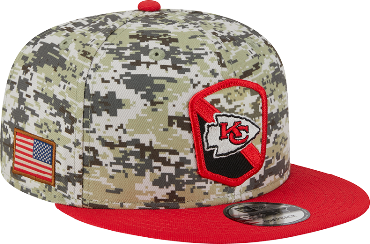 Kansas City Chiefs 2023 Salute to Service Camo 9FIFTY Snapback front view
