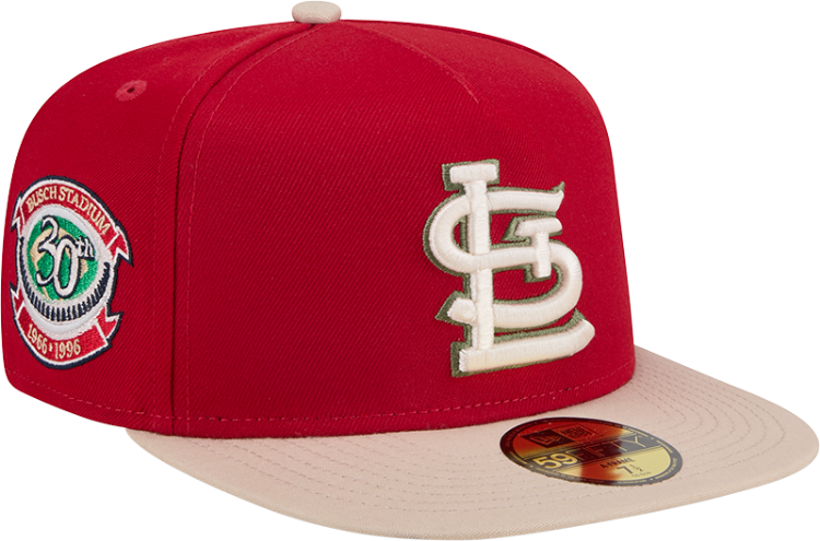 St. Louis Cardinals Canvas A Frame New Era 30th Anniversary Busch Stadium 5950 Fitted Cap front view