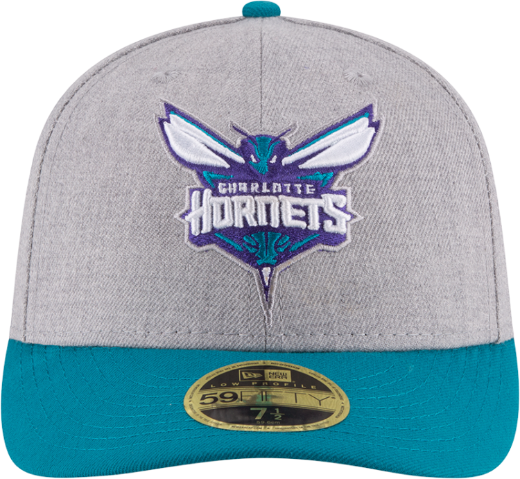 New Era Charlotte Hornets LC 5950 Fitted Hat NBA Heather Gray Blue Low Crown Cap back view