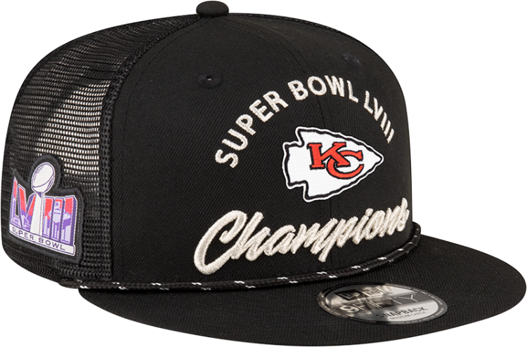 Kansas City Chiefs New Era Super Bowl LVIII Champions Parade 9FIFTY Snapback Hat - Black front view