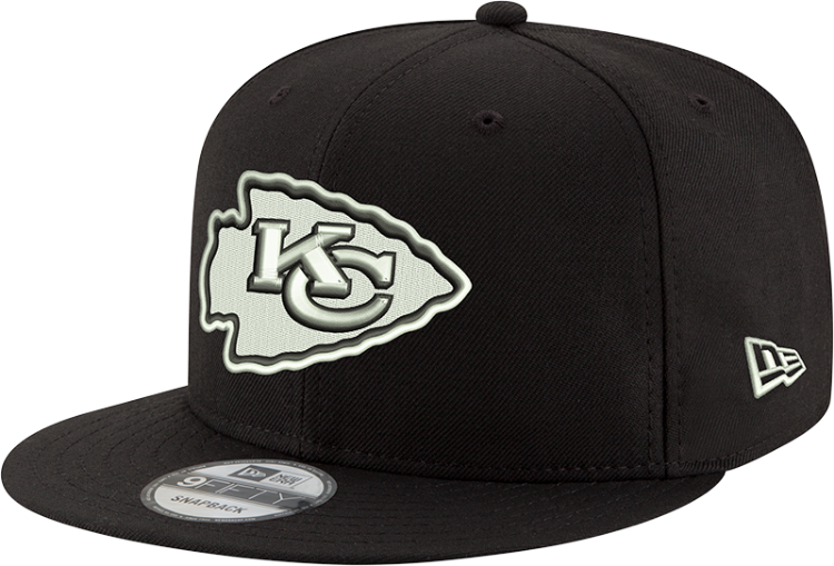 New Era Kansas City Chiefs Black on White 9Fifty Men's Snapback Hat front view