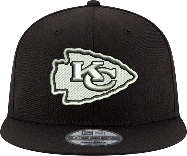 New Era Kansas City Chiefs Black on White 9Fifty Men's Snapback Hat back view