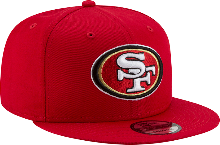 Men's San Francisco 49ers New Era Scarlet Basic 9FIFTY Adjustable Snapback Hat front view