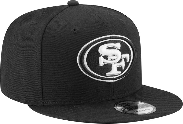 Men's San Francisco 49ers Black On White NFL Basic 9Fifty Snapback front view