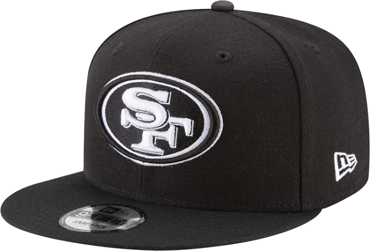 Men's San Francisco 49ers Black On White NFL Basic 9Fifty Snapback side view