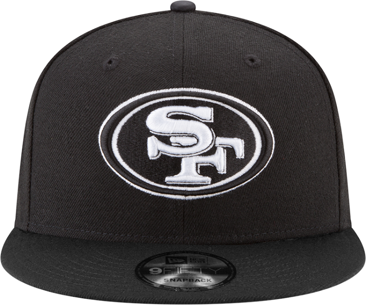 Men's San Francisco 49ers Black On White NFL Basic 9Fifty Snapback back view