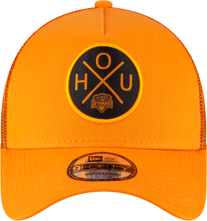 Men's Houston Dynamo New Era Orange Quad Patch 9FORTY Snapback Hat
