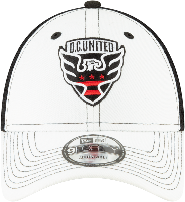 D.C. United New Era Patch 9FORTY Trucker Snapback Hat - White/Black front view