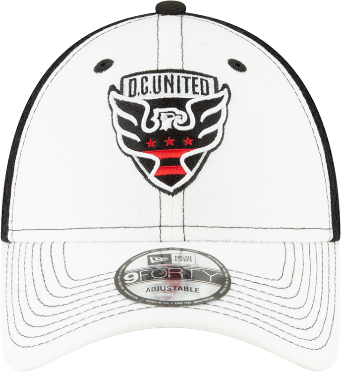 D.C. United New Era Patch 9FORTY Trucker Snapback Hat - White/Black front view