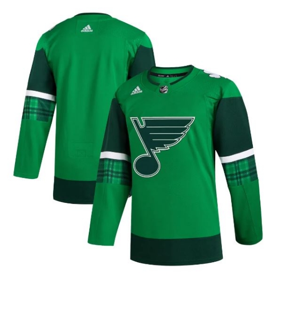 Men's St. Louis Blues adidas Kelly Green 2023 St. Patrick's Day Primegreen Authentic Jersey
