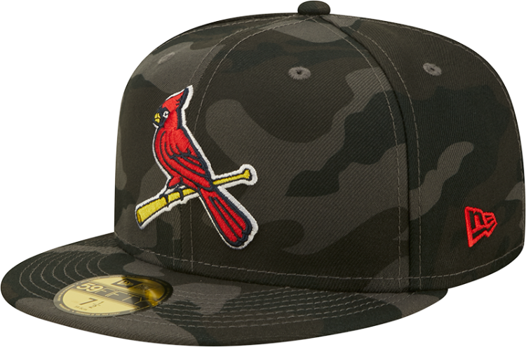 New Era St. Louis Cardinals Camo black Vize 5950 Fitted MLB Alternate Flat bill baseball cap front view