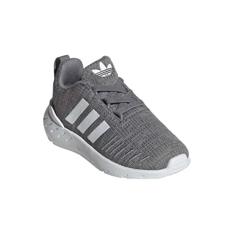 ADIDAS GW8186 SWIFT RUN 22 EL INF'S (Medium) Grey/White/Grey Mesh Running Shoes side view