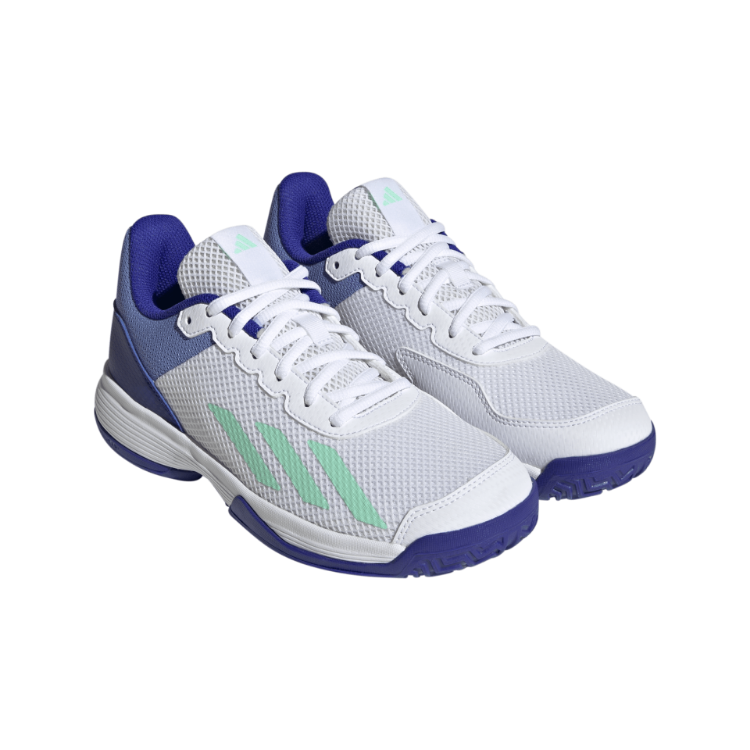 HP9715 Adidas Juniors' Courtflash Tennis Shoes Footwear White and Pulse Mint front view