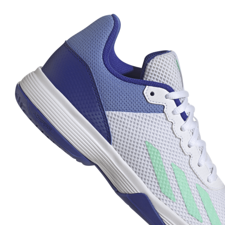 HP9715 Adidas Juniors' Courtflash Tennis Shoes Footwear White and Pulse Mint detail view