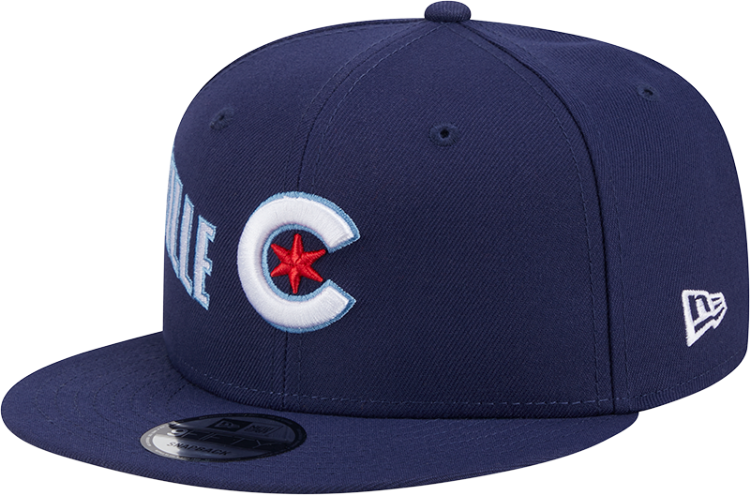 Chicago Cubs New Era City Connect 9Fifty Snapback Hat side view