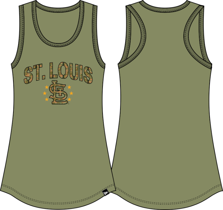 Women's St. Louis Cardinals New Era Army Green Armed Forces 2024  Active Tank Top front view