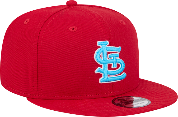 St. Louis Cardinals Father's Day 2024 On Field Teal Blue New Era Snapback Hat front view