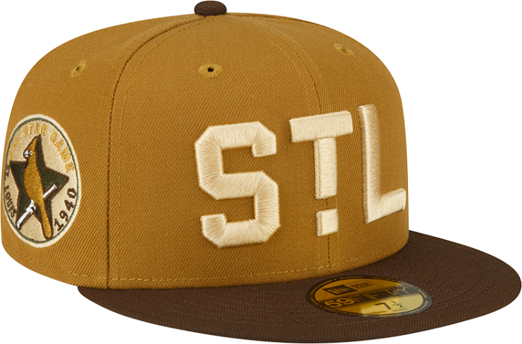St. Louis Cardinals Brown Old Gold 1940 ASG Patch Dark Green UV New Era 59Fifty Fitted Hat side view