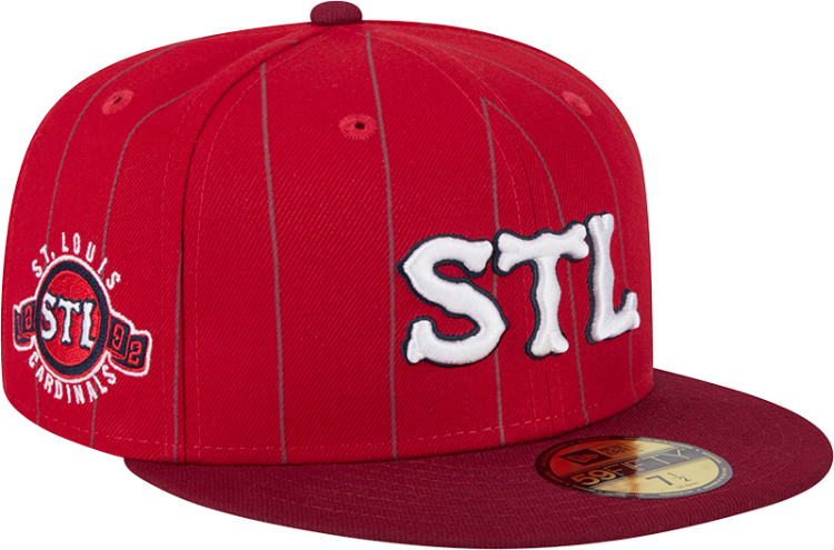 Men's St. Louis Cardinals New Era Red 2024 City Connect Throwback 59FIFTY Fitted Hat side view