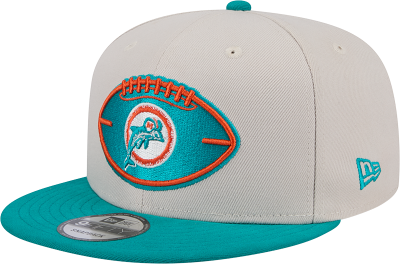Miami Dolphins New Era 2024 Sideline Historic 59FIFTY Fitted Hat - Stone/Black front view