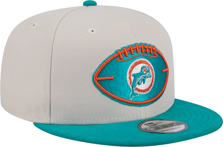 Miami Dolphins New Era 2024 Sideline Historic 59FIFTY Fitted Hat - Stone/Black side view