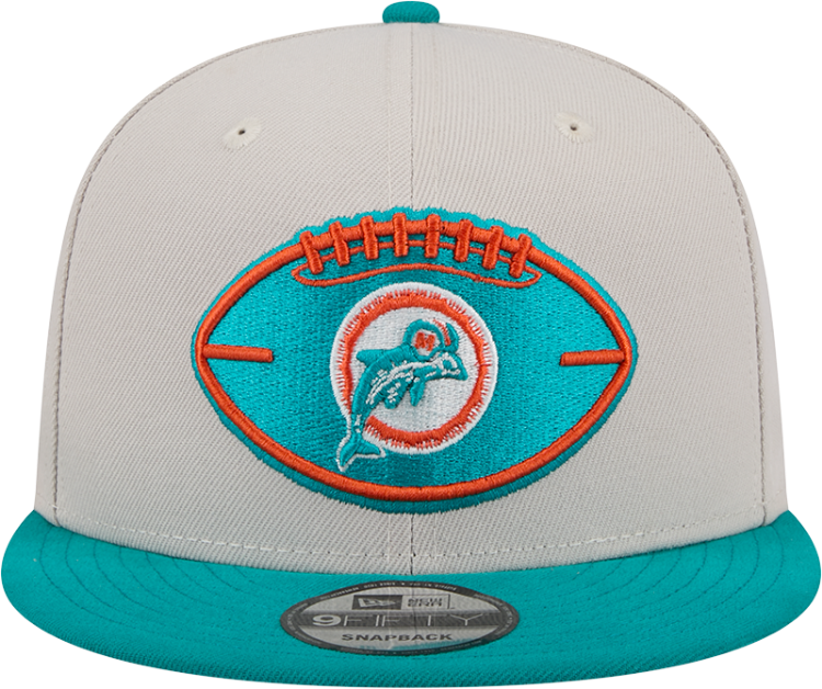 Miami Dolphins New Era 2024 Sideline Historic 59FIFTY Fitted Hat - Stone/Black back view