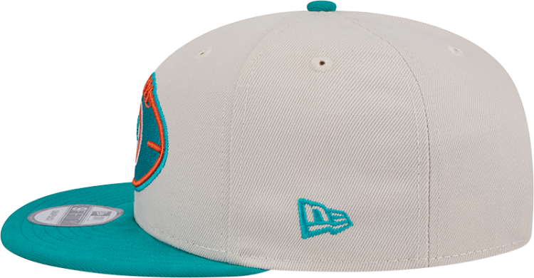 Miami Dolphins New Era 2024 Sideline Historic 59FIFTY Fitted Hat - Stone/Black detail view