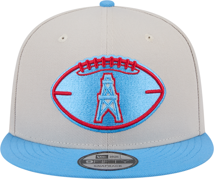 Houston Oilers New Era 2024 Sideline Historic 59FIFTY Fitted Hat - Stone/Black back view