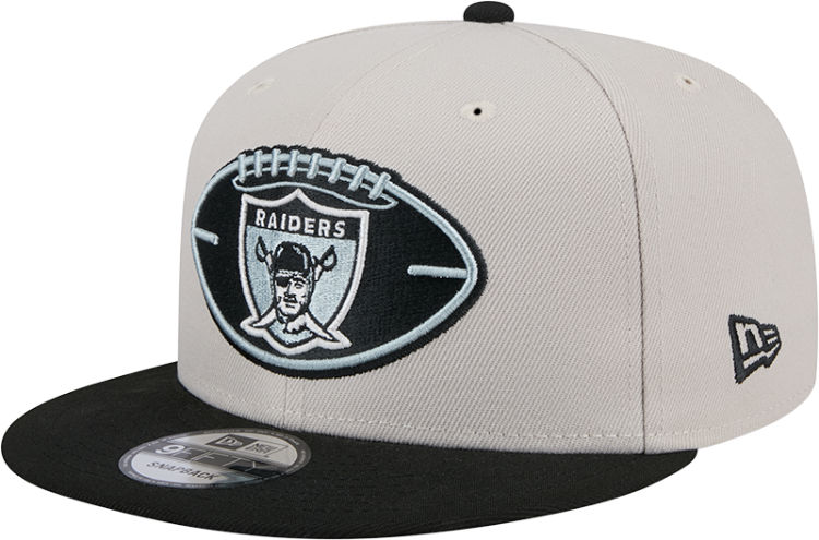 Oakland Raiders New Era 2024 Sideline Historic 59FIFTY Fitted Hat - Stone/Black front view