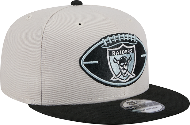 Oakland Raiders New Era 2024 Sideline Historic 59FIFTY Fitted Hat - Stone/Black side view