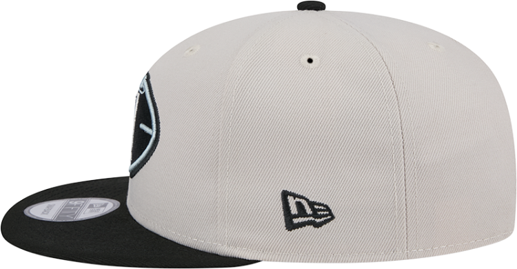 Oakland Raiders New Era 2024 Sideline Historic 59FIFTY Fitted Hat - Stone/Black detail view