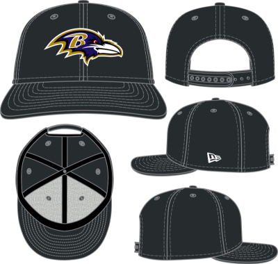 New Era Baltimore Ravens 2024 Graphite Stretch 9SEVENTY Adjustable Hat front view